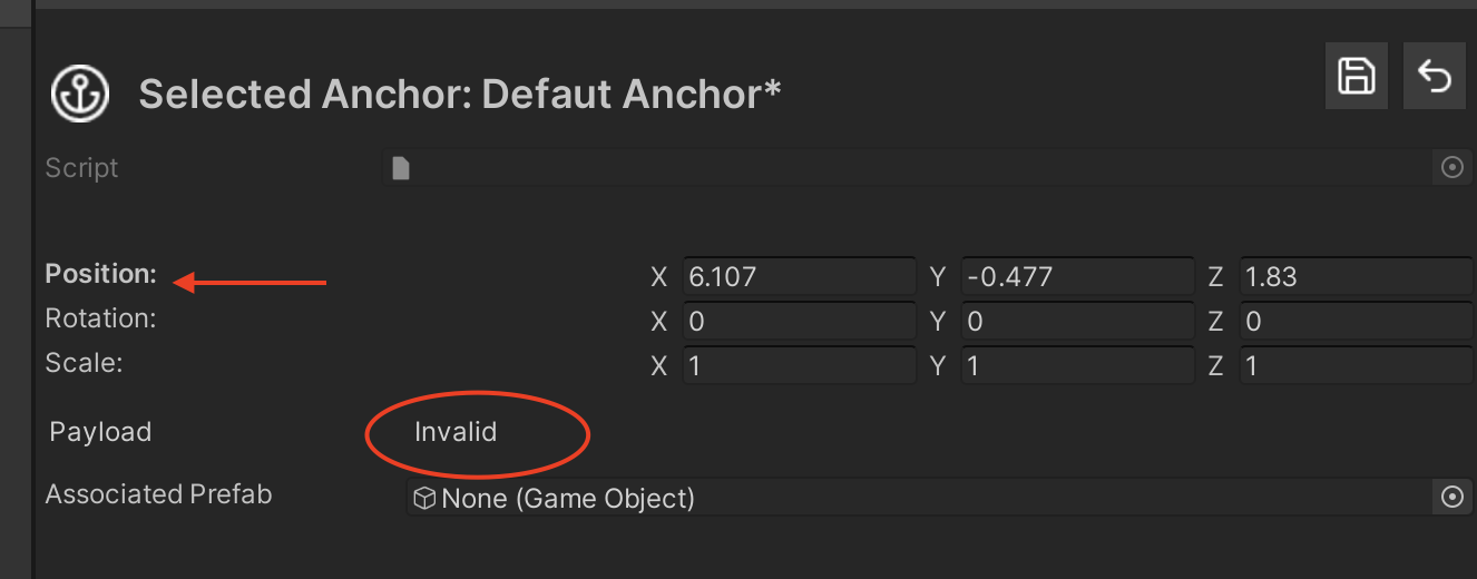Selected Anchor dialog