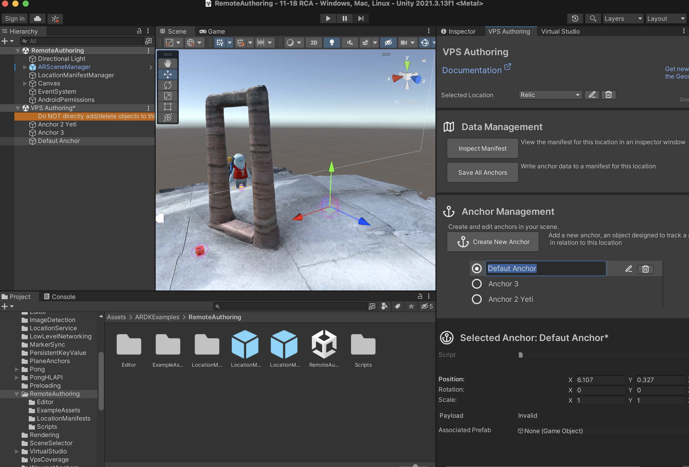 VPS Remote Authoring Assistant in Unity